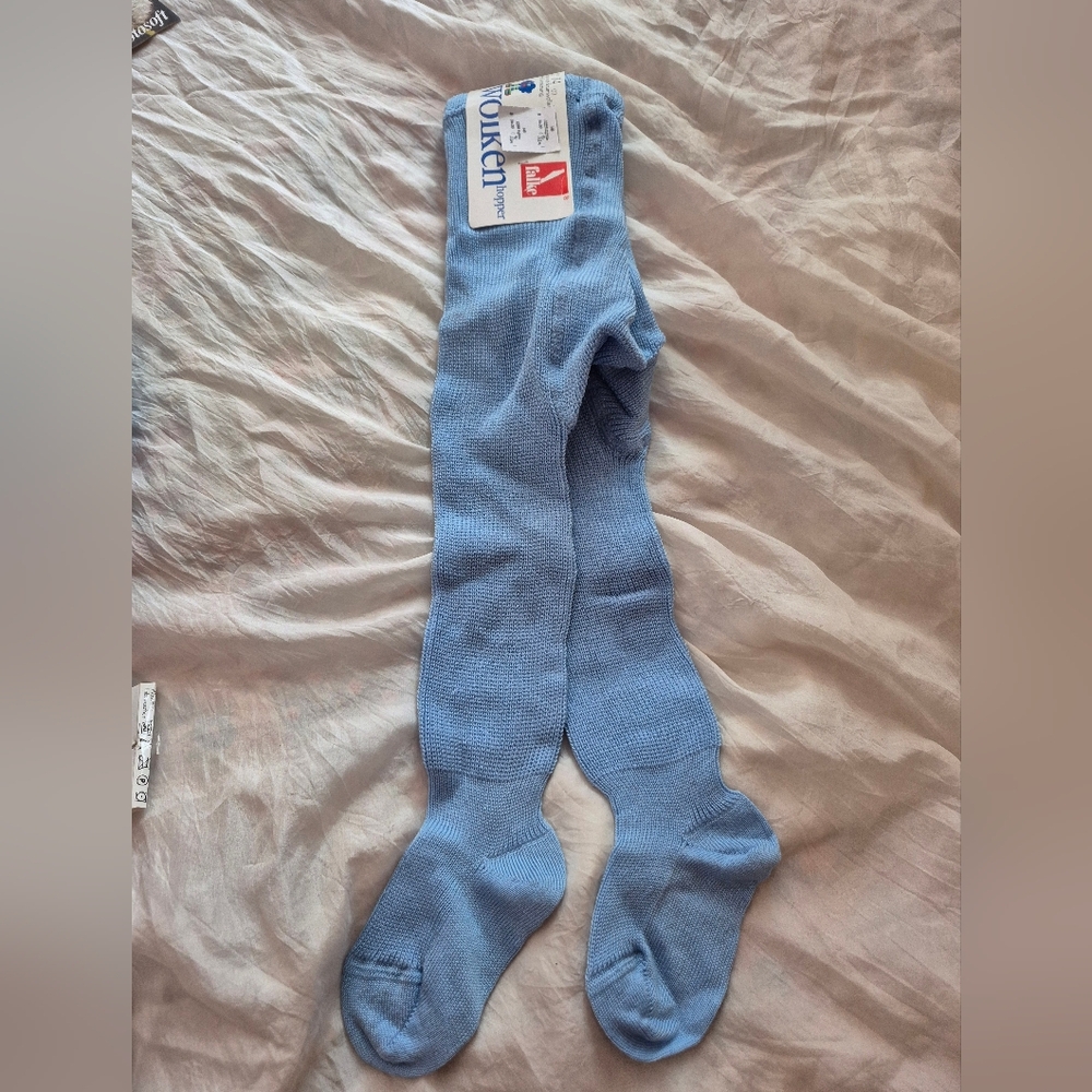 Deadstock Vintage 1980's Falke Cotton Blend Baby Tights 9-12 Months Blue